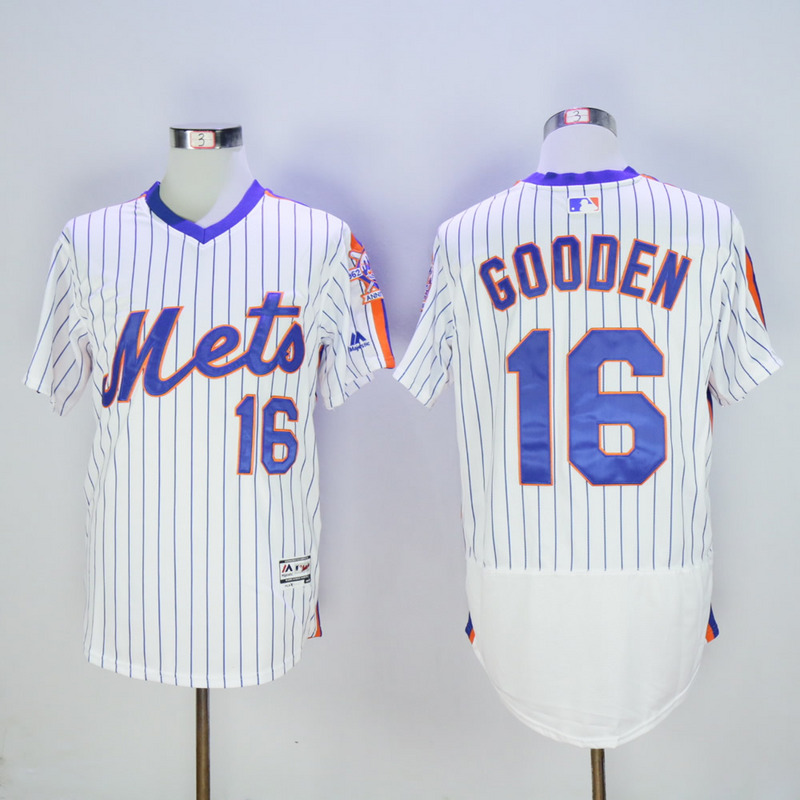 Men New York Mets #16 Gooden White Throwback Elite MLB Jerseys->new york mets->MLB Jersey